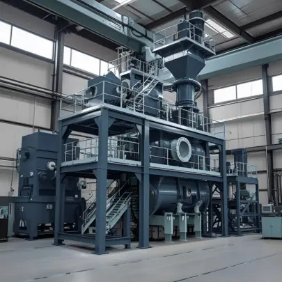 Das Bild illustriert den Zielmarkt Anlagen- und Maschinenbau und zeigt eine moderne Fertigungshalle mit komplexen Produktionsanlagen, Industrierobotern und hochpräzisen Maschinen. Ingenieure und Fachkräfte arbeiten an innovativen Lösungen, während digitale Steuerungssysteme und Automatisierung die Effizienz und Qualität der Fertigungsprozesse unterstreichen. Die Szene vermittelt technologische Exzellenz, Innovationskraft und die zentrale Bedeutung des Maschinen- und Anlagenbaus als Schlüsselbranche für industrielle Wertschöpfung, Wachstum und Export in Deutschland